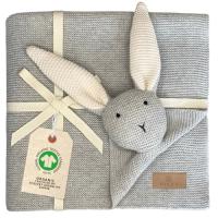 WishOf.Me - DIKOS Original 2-in-1 Babydecke & Kuscheltuch SCHMUSE-Hase (grau)