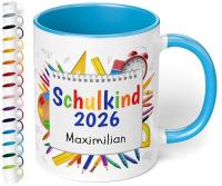 WishOf.Me - Personalisierte Tasse „Schulkind 2025“ für Einschulung - Hellblau