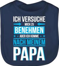 WishOf.Me - Shirtracer Baby Lätzchen - Ich versuche mich zu benehmen - Navy Blau