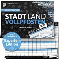 WishOf.Me - DENKRIESEN Stadt Land Vollpfosten Blue Edition - Spielblock DIN-A3 Format 50 Blatt